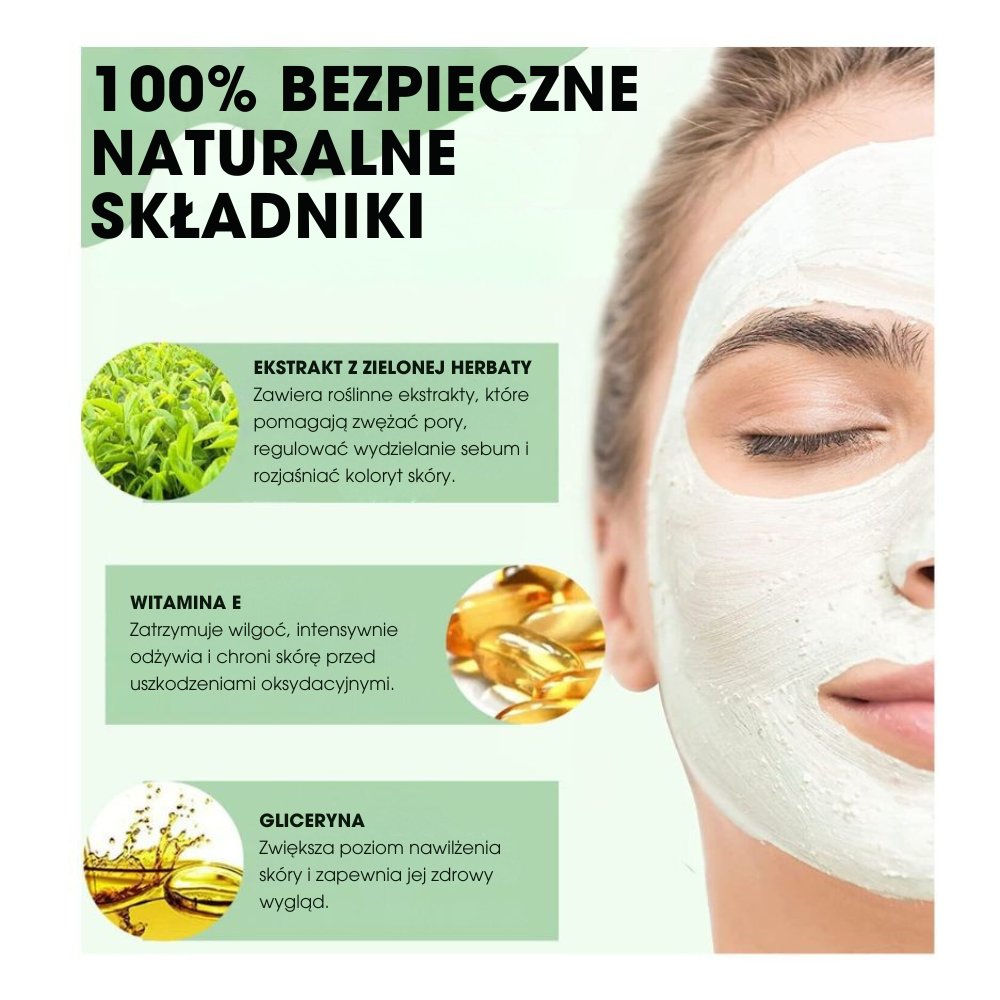 TeaMask® - Głęboko oczyszczająca maska z zieloną herbatą - 1+1 GRATIS